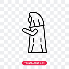 Muslim Woman Praying vector icon isolated on transparent background, Muslim Woman Praying logo design