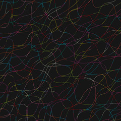 Dark background with colorful twisty interwoven lines