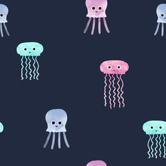 Watercolor sea life pattern