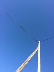 Cable power line blue sky background