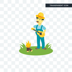 Guitar player vector icon isolated on transparent background, Guitar player logo design
