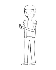 young man using mobile device