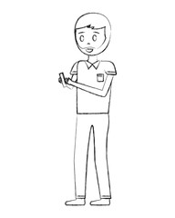 young man using mobile device