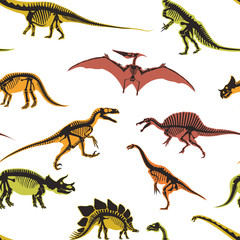 Dinosaurs and pterodactyl types of animals seamless pattern vector © Sonulkaster