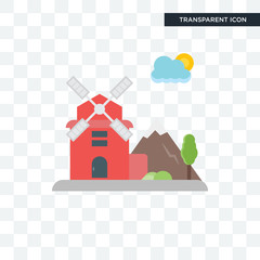 Windmill vector icon isolated on transparent background, Windmill logo design
