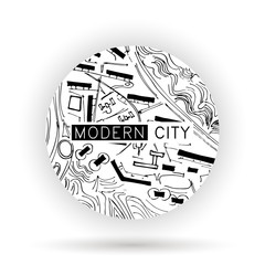 Architectural ink background, construction logo with doodle maps. Design element for a building, architectural, design, development company. Hand drawn frame. Vector illustration