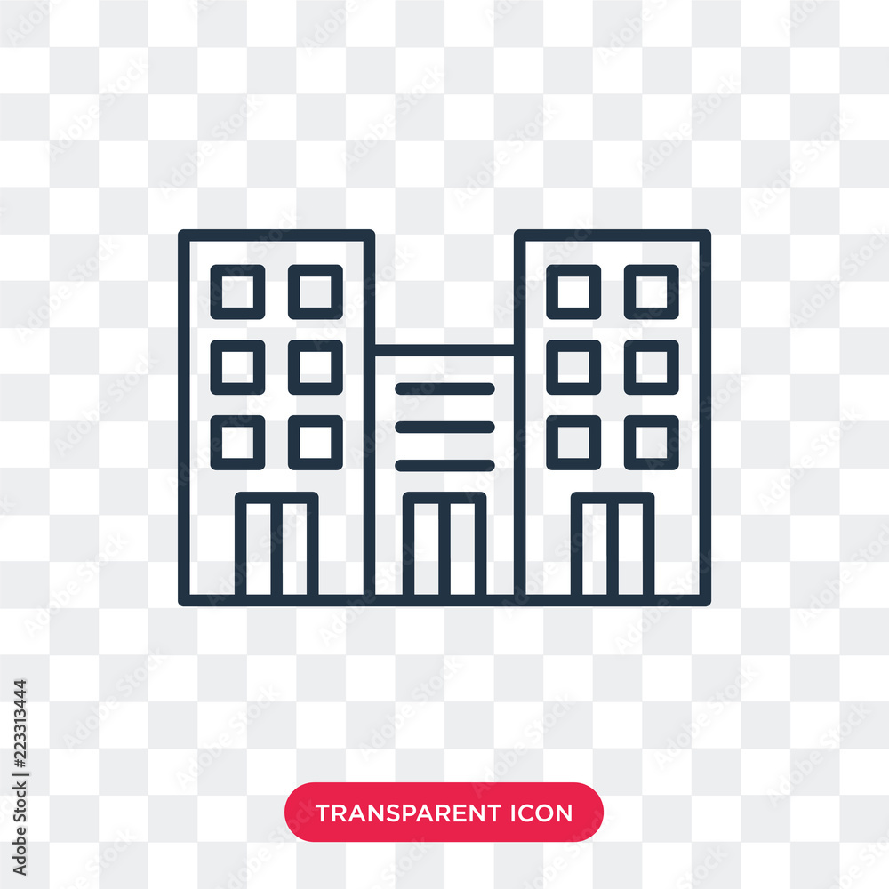 Poster office building vector icon isolated on transparent background, office building logo design