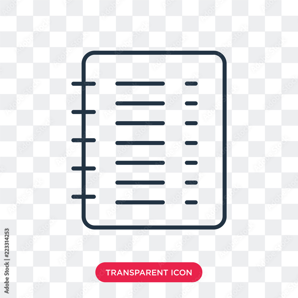 Poster notebook vector icon isolated on transparent background, notebook logo design