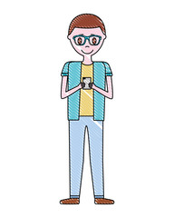 young man using mobile device