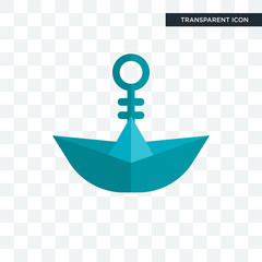 paper boat vector icon isolated on transparent background, paper boat logo design