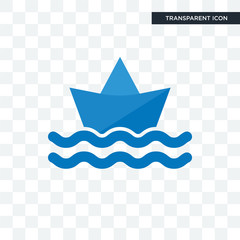 Obraz premium paperboat vector icon isolated on transparent background, paperboat logo design