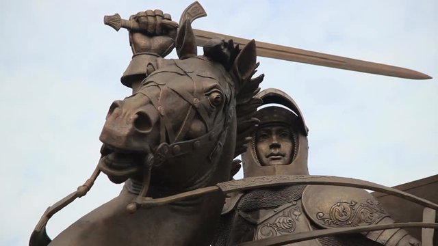 Close up of monument to Vytis in Kaunas, Lithuania