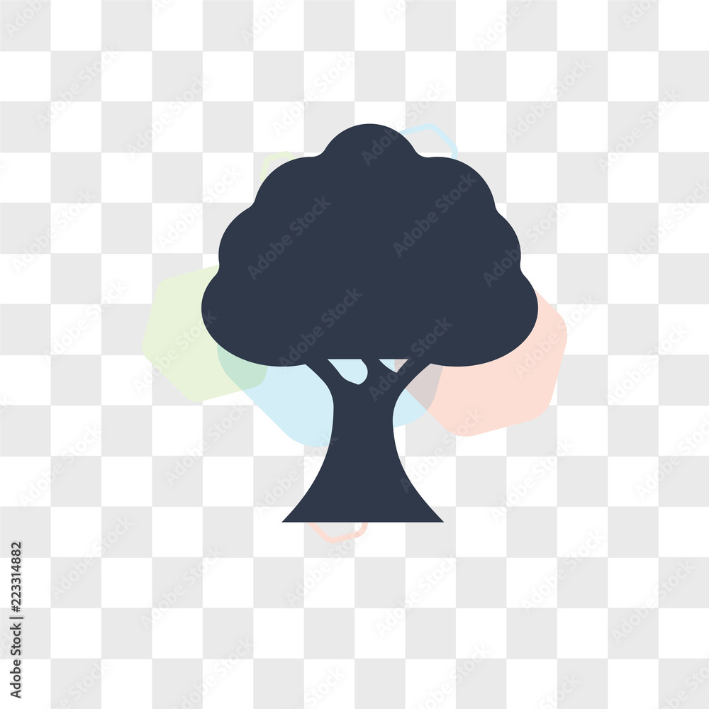 Poster tree vector icon isolated on transparent background, tree logo design