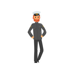 Bearded captain character in uniform vector Illustration on a white background