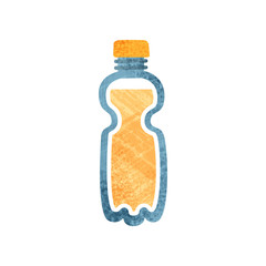 Small plastic bottle with fresh orange juice