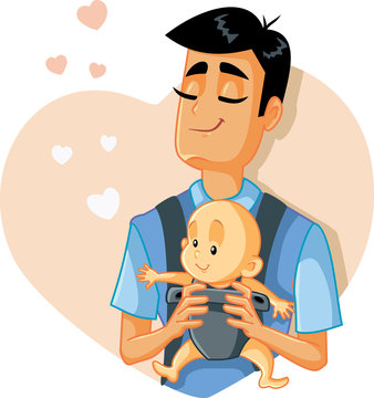 Loving Father Holding Baby Vector Illustration