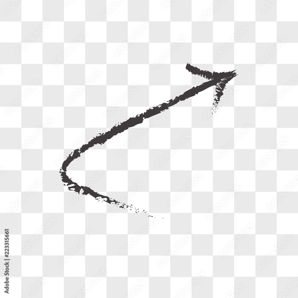 Poster sketched arrow vector icon isolated on transparent background, sketched arrow logo design