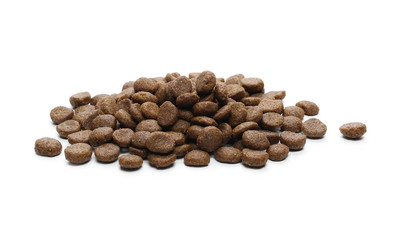 Dry dog food, isolated on white background