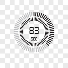 The 83 seconds vector icon isolated on transparent background, The 83 seconds logo design