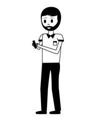 young man with smartphone avatar character