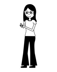 young woman with smartphone avatar character