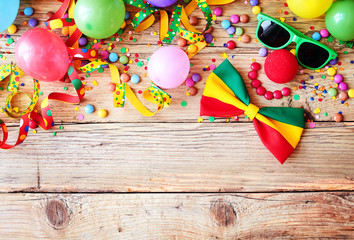 Border of colorful party accessories