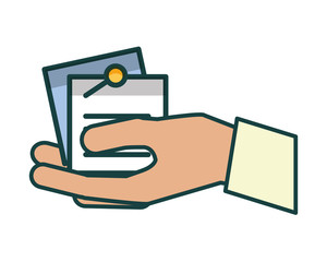 hand with paper documents