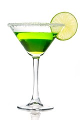 Green Cocktail with Lime Garnish