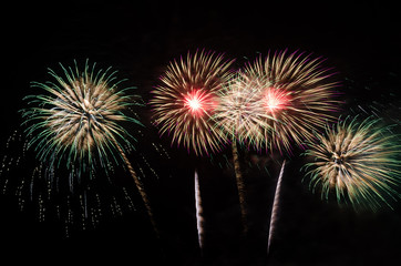 Beautiful fireworks on dark sky, Pattaya International Fireworks Festival Thailand.