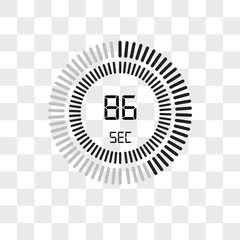 The 86 seconds vector icon isolated on transparent background, The 86 seconds logo design