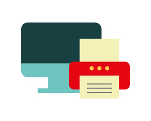 computer desktop with printer