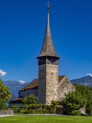 Fototapeta na wymiar Castle Church Spiez Castle, Bernese Oberland, Switzerland