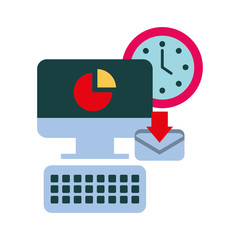 computer desktop with watch and envelope