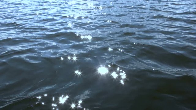 Seawater. The sun glitters on the water