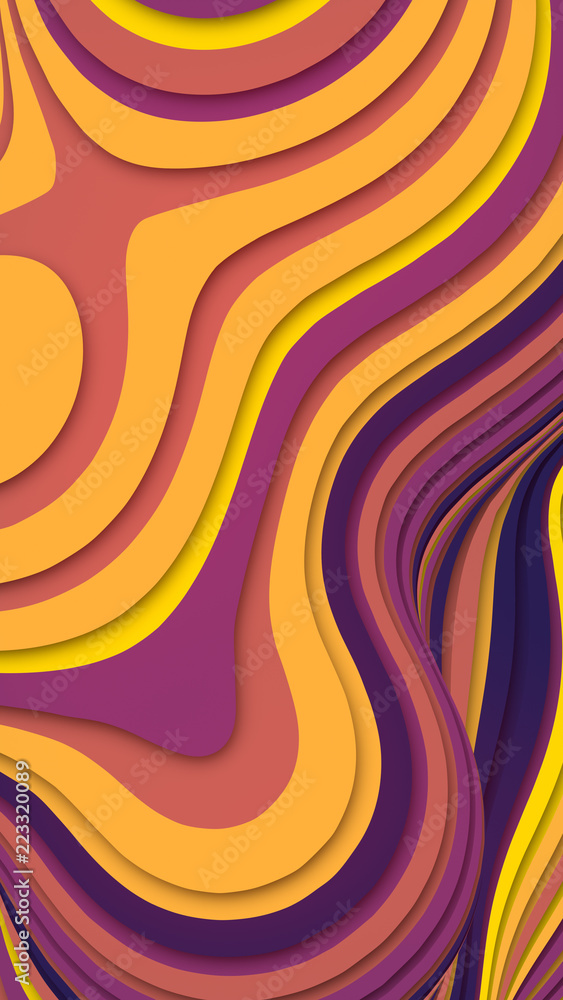 Aufkleber colored sliced shape. computer generated abstract geometric 3d render illustration