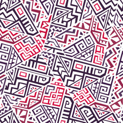 Geometric seamless pattern created in trendy ethnic style. Unique boho tile. Perfect for textile design, wrapping paper, wallpaper, site backdrop and screens background.