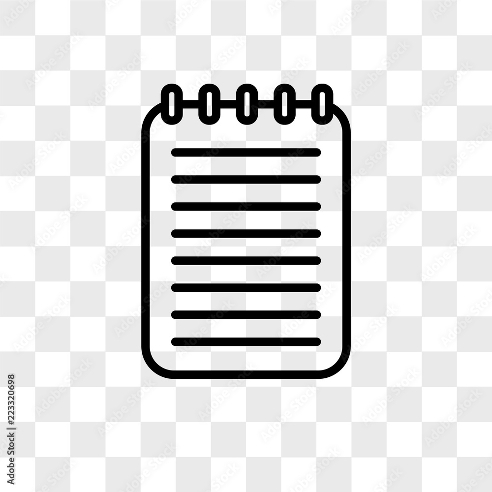 Poster notebook vector icon isolated on transparent background, notebook logo design