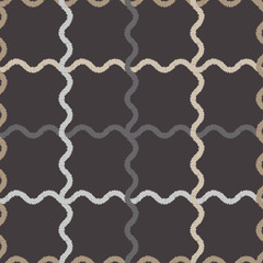Naklejka premium Seamless abstract geometric pattern. Wave. Mosaic texture. Brushwork. Hand hatching. Scribble texture. Textile rapport.