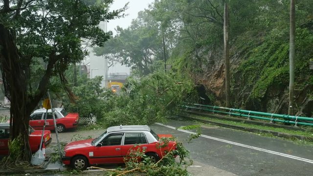 Super Typhoon Mangkhut into Hong Kong. Sept 16, 2018.