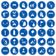 Set of travel and camping equipment icons