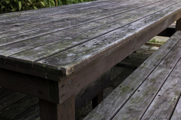 Rustic backyard picnic bench