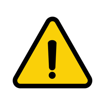 Yellow hazard warning mark. Danger warning attention sign, caution sign isolated vector illustration