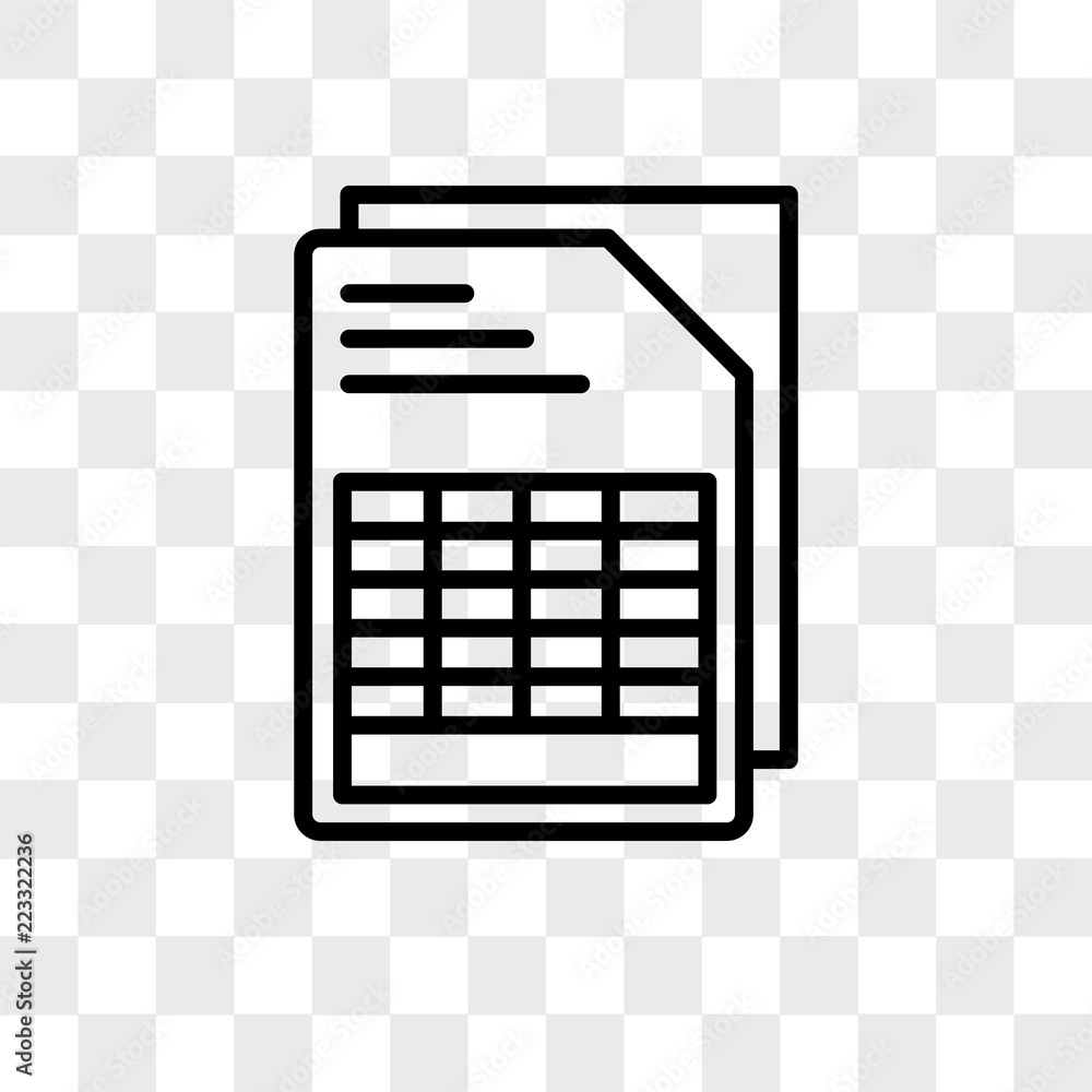 Poster document with tables vector icon isolated on transparent background, document with tables logo desig