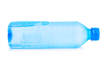Plastic bottle of still healthy water isolated on white background