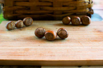 Closeup of nuts on a table