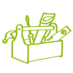 Handgezeichneter Werkzeugkoffer in hellgrün