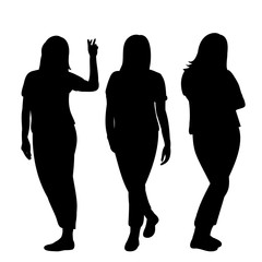 vector, isolated, silhouette of a girl posing