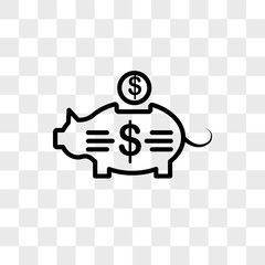 Piggy bank vector icon isolated on transparent background, Piggy bank logo design
