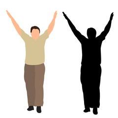 isolated, flat style, silhouette man rejoicing