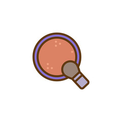 Makeup Powder and brush filled outline icon, line vector sign, linear colorful pictogram isolated on white. Face Cosmetic symbol, logo illustration. Pixel perfect vector graphics
